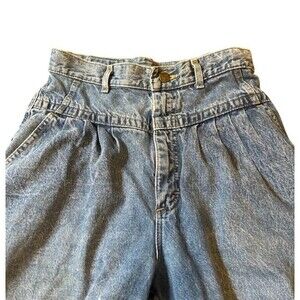 LEE Vintage High Rise Mom Jeans Acid Wash Pleated Front Tapered Legs Size 28